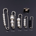 Set de 6 épingles de sûreté argentées avec perles blanches, perles noires et nœud - Ensemble N° 5