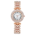 Luxurious rose gold women's watch with full diamond bezel and Roman numeral dial - Rose Gold