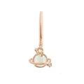 Space element planet earring in rose gold with light green stone and 18K gold plating - Rose Gold Saturn