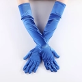 Elegant royal blue satin opera length gloves for weddings and cosplay events - One Size / Royal Blue