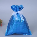 Blue laser texture Christmas gift bag with white organza ribbon bow on blue background - 24*32cm / Laser Blue