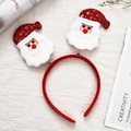 Christmas headband with springy sequined Santa Claus figures and red fabric wrap - Red Santa Claus Style 5