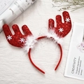Christmas reindeer antler headband with festive red sequins and white faux fur trim - Red Antler Style 8