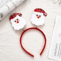 Christmas headband with red checkered Santa Claus dolls on bouncy springs for party fun - Plaid Santa Claus Style 20