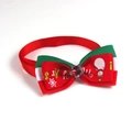 Close-up of Christmas pet bow tie with rhinestones, Merry Christmas pattern and snowman - VN394 Christmas Bowtie with Rhinestone