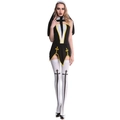 Costume de cosplay de religieuse noir et blanc avec croix dorée et bas assortis - M / Ensemble de Costume Noir (Foulard/Manches/Chaussettes)