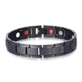Men's magnetic therapy bracelet in black titanium steel finish with therapeutic inserts - Non-detachable Style / Non-detachable Black