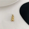 Minimalist golden metal bear pendant with polished finish on a double-layer pearl necklace - Pendant Bail Gold Bear