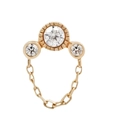 Elegant gold S925 silver stud earring featuring three diamonds and a tassel chain link - Single-Triple Round Zirconia Chain / Gold