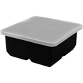 Molde para cubitos de hielo de silicona negra con tapa cuadrada para congelador. - 4 Rejillas Con Tapa / Negro
