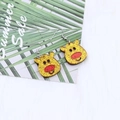 Sparkly yellow glitter reindeer ear hooks with red nose accent for festive Christmas outfits - Deer