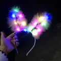 White Feathered Rabbit Ears - Colored Lights