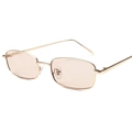Occhiali da sole rettangolari in metallo dorato con lenti marroni chiare e stile minimalista - Montatura Oro Lente Tè Chiaro