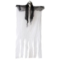 Halloween-Skelett-Geist mit roten Augen und schwarz-weißer fließender Gaze-Deko - Weiß