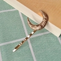 Golden crescent moon hair clip with embossed floral pattern and celestial metal texture - 1# Moon Metal Bobby Pin