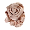 Elegant champagne silk rose hair scrunchie with soft satin finish and elastic band - Champagne Pink