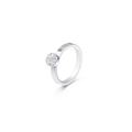 Elegante anello in argento con pavé di zirconi tondi dallo stile minimalista e raffinato - US 7 / Color Acciaio