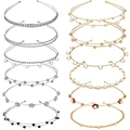 Lot de 14 serre-têtes de mariée avec perles et strass en finitions or et argent - Lot de 12 Style 1