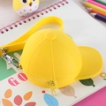 Cute yellow baseball cap silicone coin purse with metal clip and zipper closure - Yellow