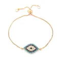Bracciale occhio greco dorato in stile boho con zirconi blu e neri e chiusura a scorrimento - Stile 3 (b53e)