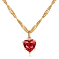 Elegante goldene Halskette mit einem brillanten roten Herz-Edelsteinanhänger - Goldene rote Herzkette (3344)