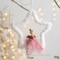 Stella di Natale con fatina di piume rosa e bordo in finta pelliccia bianca per albero - Ragazza Fata Stella