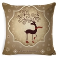Detail of linen texture and reindeer pattern with Merry Christmas text on pillowcase - Zl001-19 / 45*45cm Cover Only