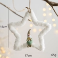 Stella in peluche bianca con gnomo di Natale, decorazione festiva da 15 cm - Stella Babbo Natale