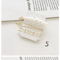 Elegant four-piece pearl and gold geometric hairpin set on white display card - Style 5# (3-Piece Pearl Minimalist Set)