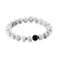 8mm white turquoise beaded bracelet with one black matte lava stone bead for couples - White Howlite Main Beads With Black Accent(KB127537-Z)