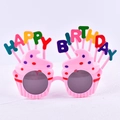 Pink cupcake-shaped birthday party sunglasses with colorful Happy Birthday lettering - Pink