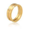 Polished gold stainless steel geometric ring featuring a double-layered open design - US 8 / Gold
