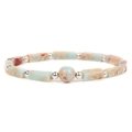 Minimalist natural rectangle stone beaded bracelet with elegant silver metal spacers - Shoushan Stone
