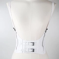 Dettaglio posteriore della cintura a corsetto bianca in finta pelle con fibbie in metallo - Corsetto con Bretelle / Bianco Litchi