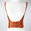 Corsetto marrone stile punk in ecopelle con spalline e fibbie metalliche posteriori - Corsetto con Bretelle / Khaki Litchi