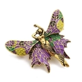 Vintage gold-plated butterfly fairy brooch with multi-color enamel and purple crystals - Style 5/Purple Fairy