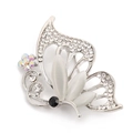 Elegant silver butterfly brooch featuring opal wings and shimmering rhinestones - Style 13/Silver Cat Eye Stone Butterfly