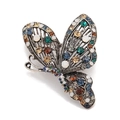 Vintage butterfly brooch in antique silver finish with colorful rhinestones on wings - Style 14/Retro Multicolor Rhinestone