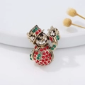 Christmas snowman brooch pin with sparkling red and green rhinestones in gold finish - Santa Claus 450#