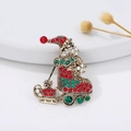 Vintage gold brooch with Santa hat, boot and sleigh charms set with festive crystals - Classic Santa Claus Face