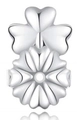 Macro shot of silver clover-shaped earring lifters with polished metallic finish - 3-Heart / Silver