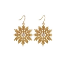 Boucles d'oreilles flocon de neige dorées avec strass central pour le style de Noël - Flocon doré strass (EHMT-024HJ-J)
