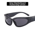 Y2K steampunk sunglasses with grey carbon fiber pattern frame and grey shaded lenses - Grey Grid Frame Grey Lens