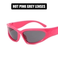 Futuristic steampunk Y2K sports sunglasses in rose red frame with gray lenses - Rose Red Frame Grey Lens