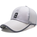 Grey and white mesh baseball cap with breathable sun protection and leather logo - Adjustable / Light Gray