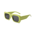 Lunettes de soleil carrées rétro avec monture épaisse vert citron et verres gris foncé - Monture Verte Verres Gris