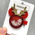 Cute red and gold reindeer antler hair clip with Mickey ears and festive sequins - 15 Red Quicksand Reindeer Antler Clip