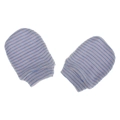 Detail of soft blue and white striped cotton knit baby mittens with elastic cuffs - Blue Pink White
