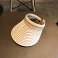 Damen Sonnenvisier-Strohhut mit khaki-weißen Streifen in atmungsaktivem Open-Top-Design - M (56-58cm) / Rosa