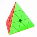 Triangle Pyraminx speed cube toy with vibrant green and red faces on white background - Special-shaped Series / Pyraminx Cube